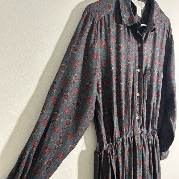 Vintage Land’s End Navy Patterned Dress - Picture 3 of 6